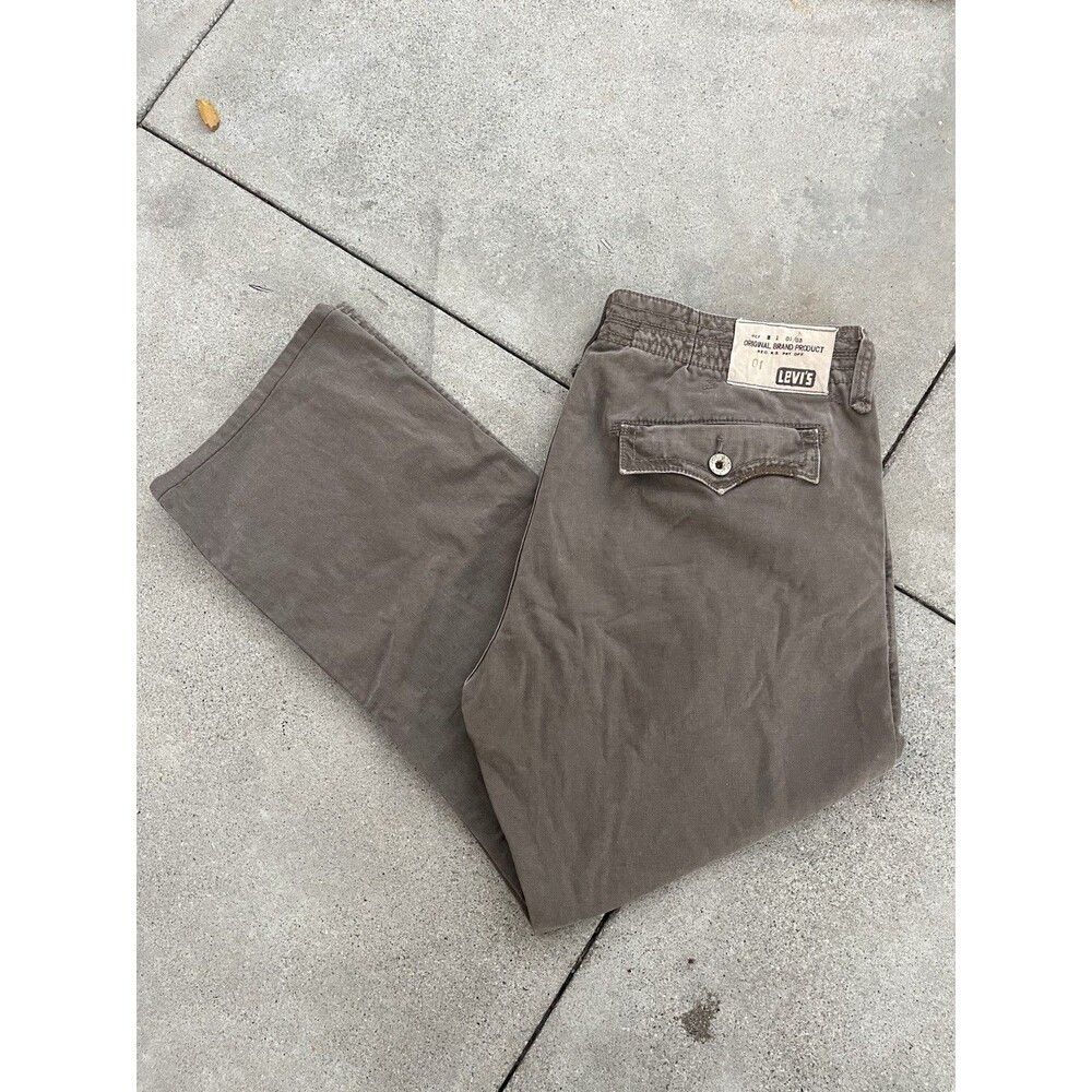 VTG Levis Regular Straight Cargo Pants Mens W36 L32 Brown Flap Pocket Y2K 2003